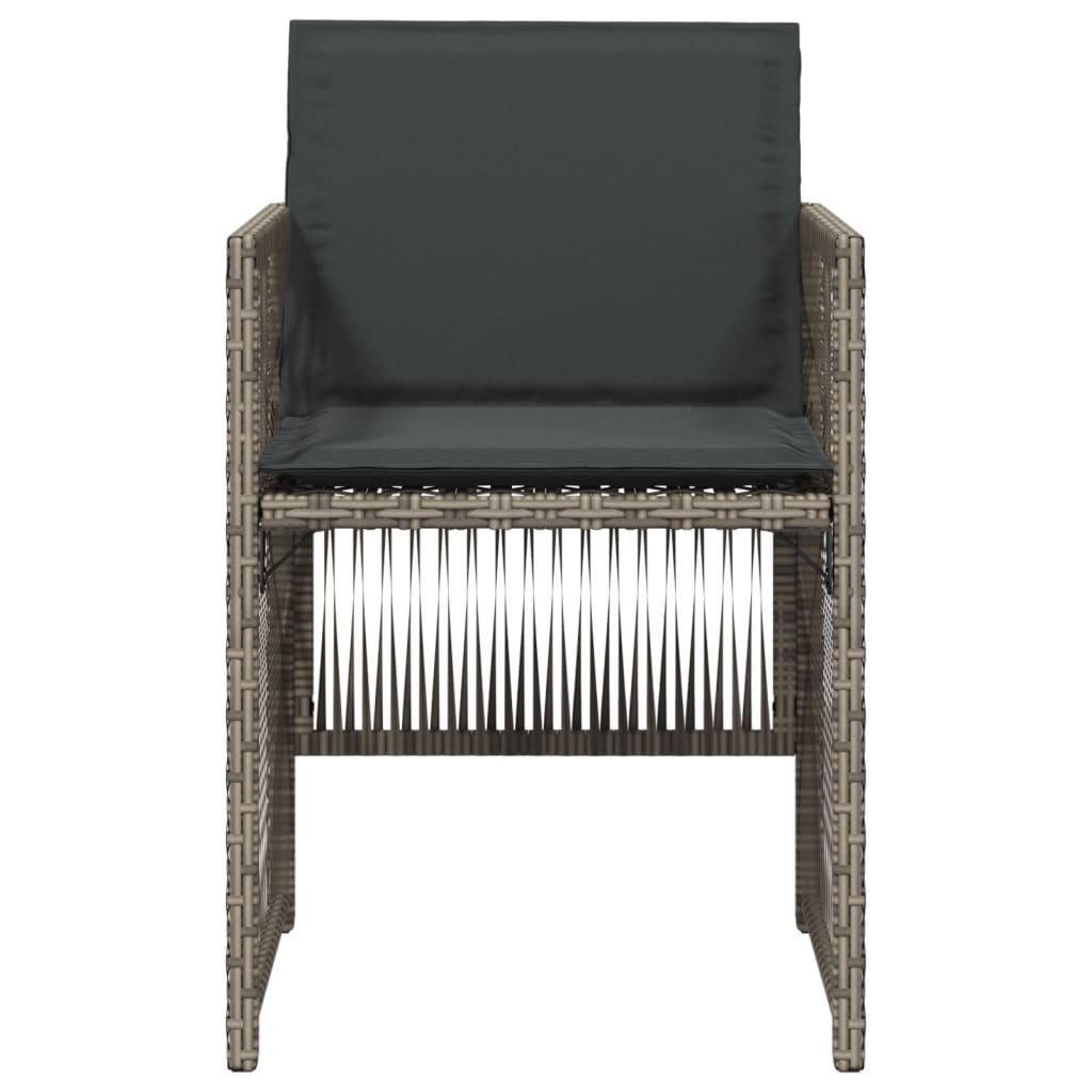 havestole med hynder 4 stk. polyrattan grå