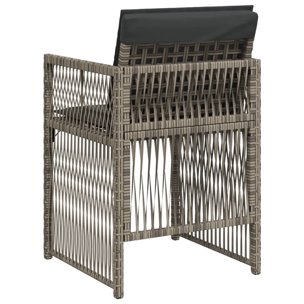 havestole med hynder 4 stk. polyrattan grå