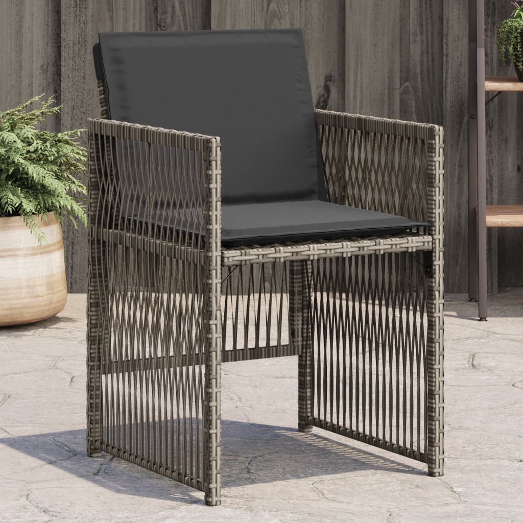 havestole med hynder 4 stk. polyrattan grå