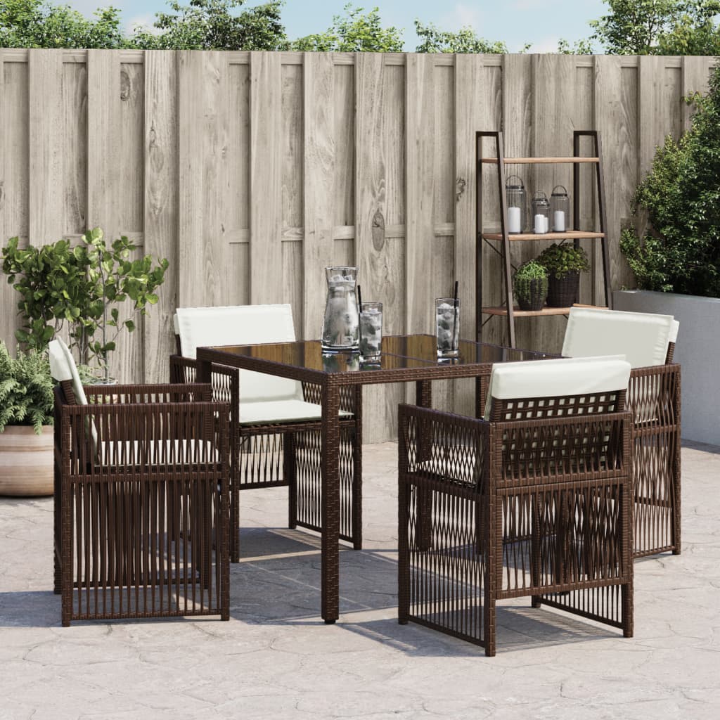 havestole 4 stk. med hynder polyrattan brun