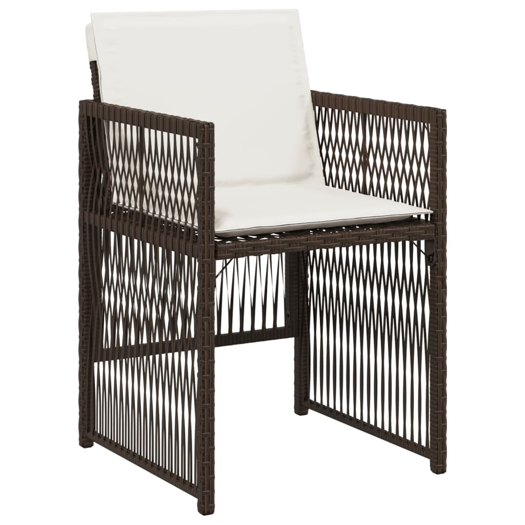 havestole 4 stk. med hynder polyrattan brun