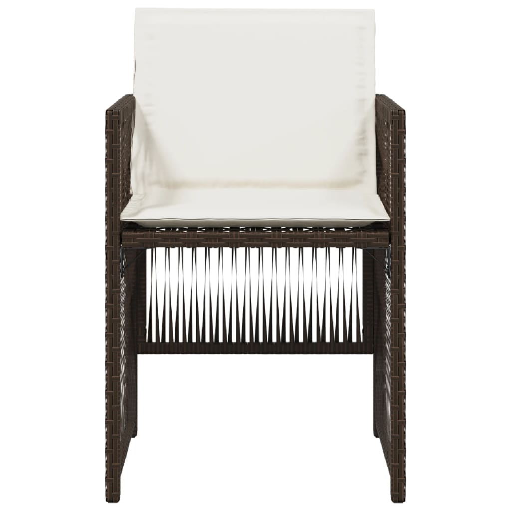 havestole 4 stk. med hynder polyrattan brun
