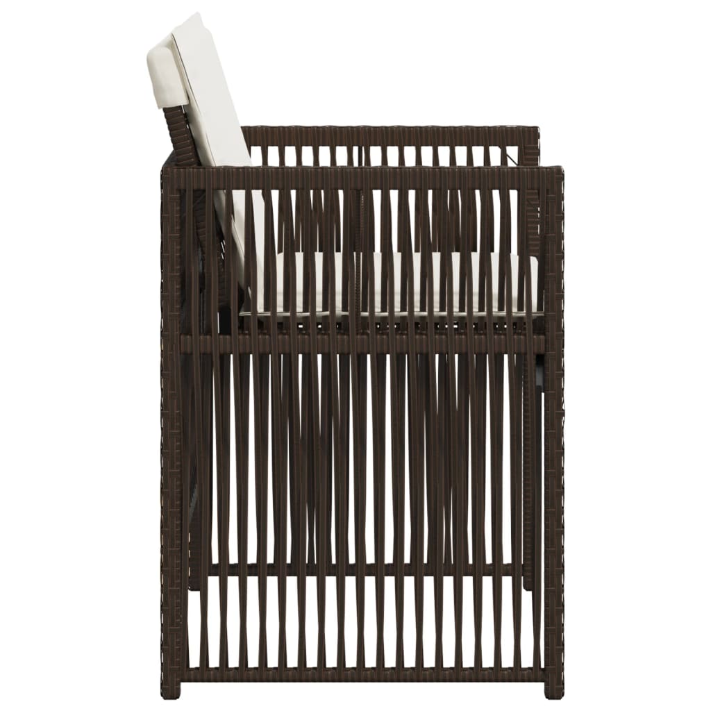 havestole 4 stk. med hynder polyrattan brun