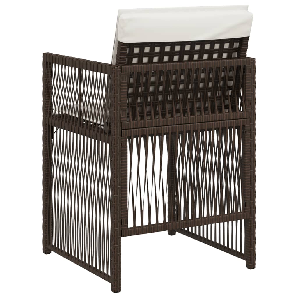 havestole 4 stk. med hynder polyrattan brun