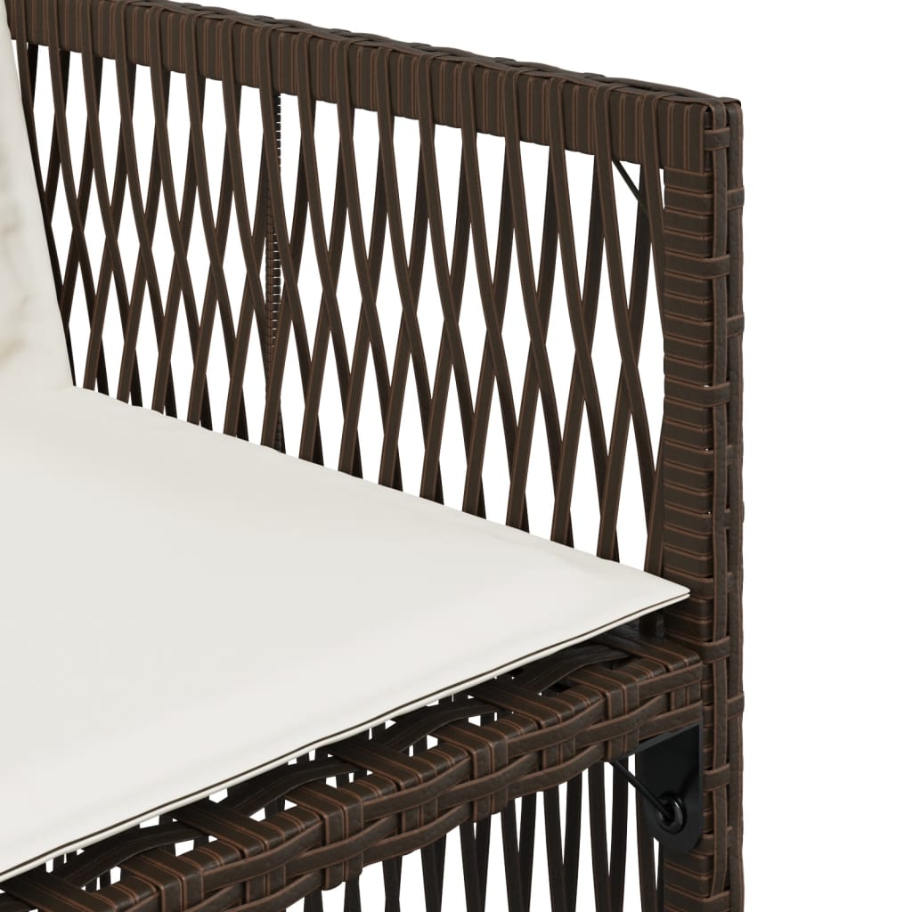 havestole 4 stk. med hynder polyrattan brun
