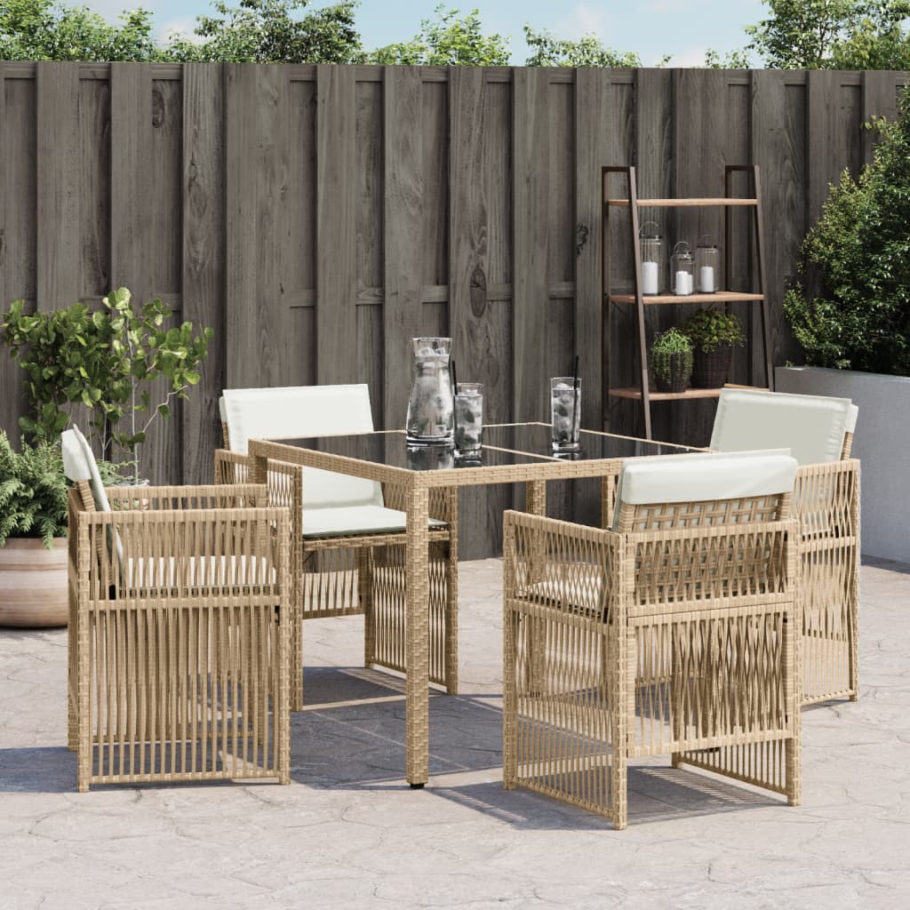 havestole 4 stk. med hynder polyrattan beige