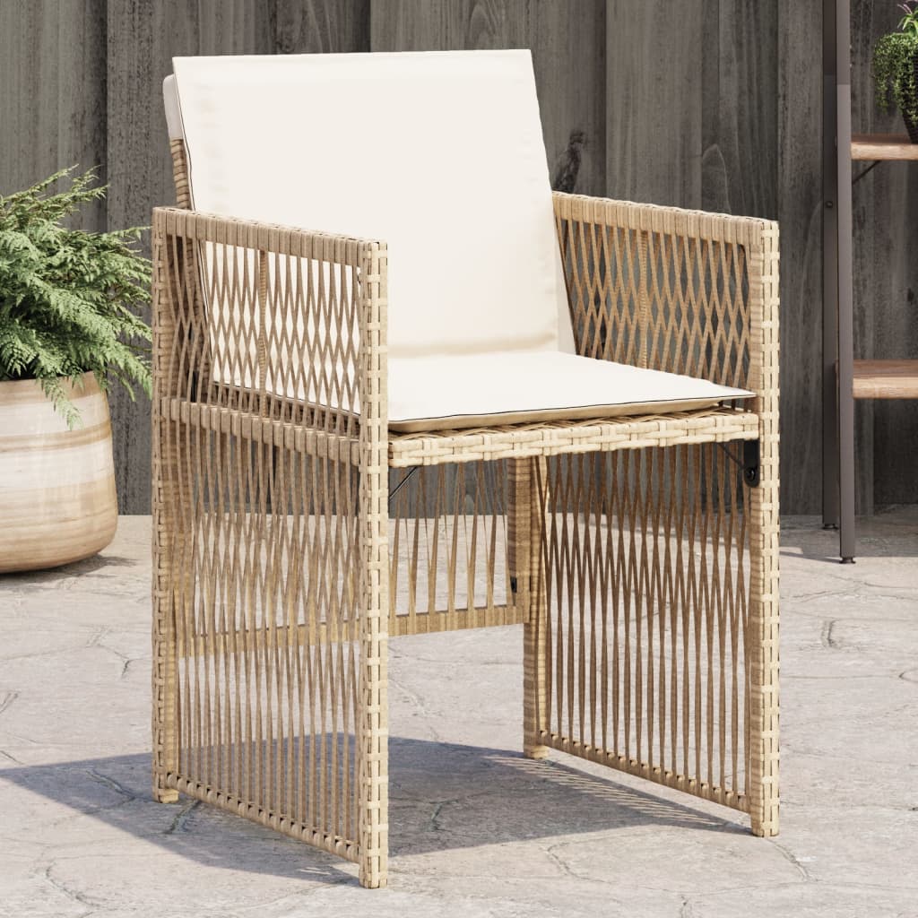 havestole 4 stk. med hynder polyrattan beige