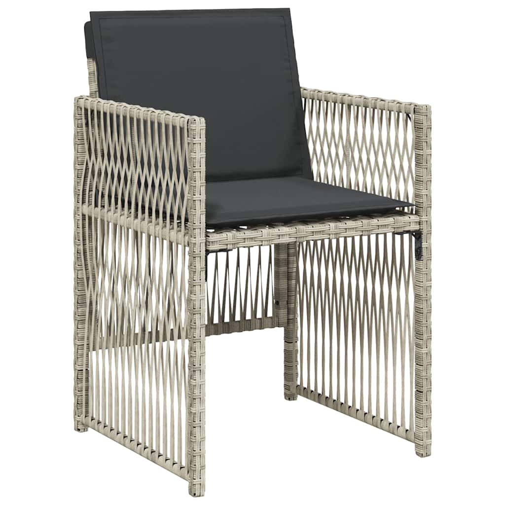 havestole 4 stk. med hynder polyrattan lysegrå