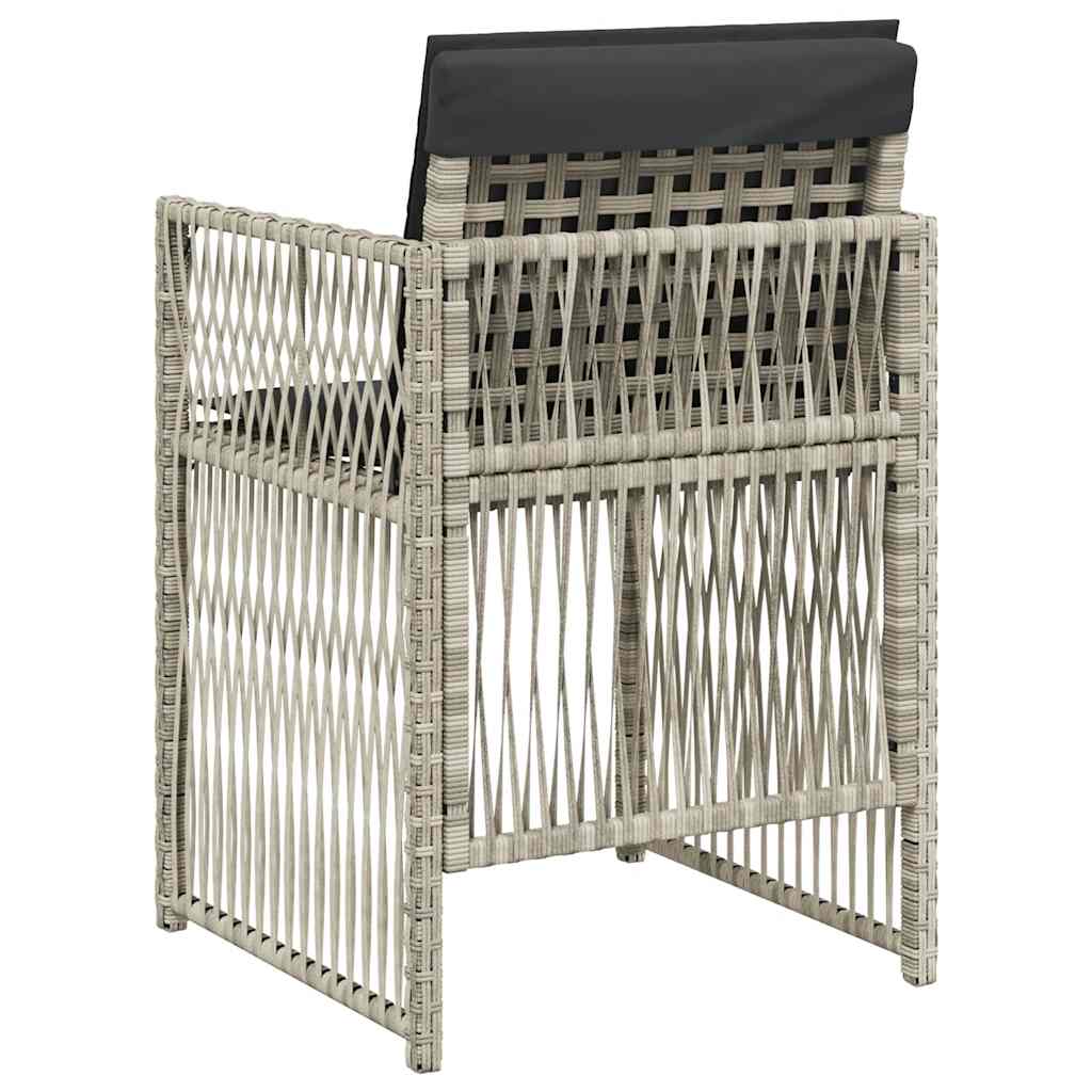 havestole 4 stk. med hynder polyrattan lysegrå