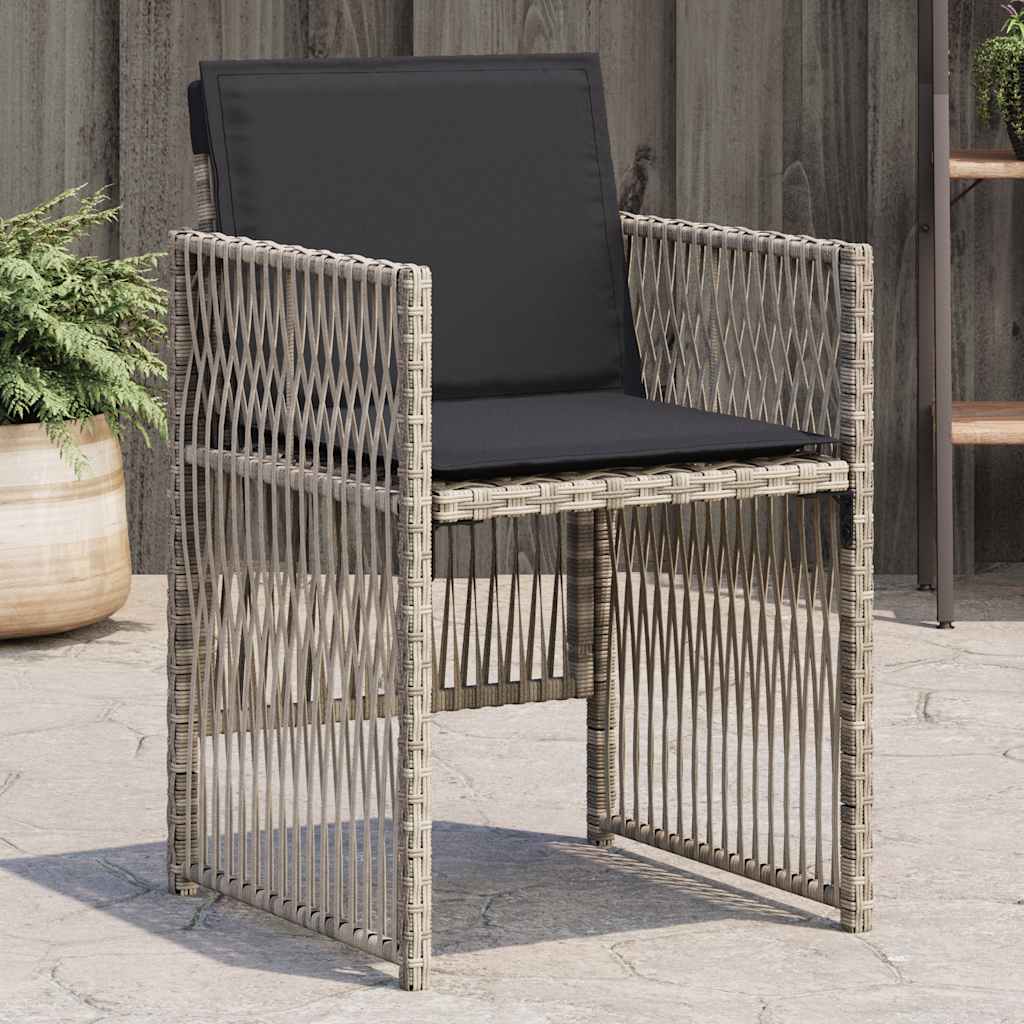 havestole 4 stk. med hynder polyrattan lysegrå