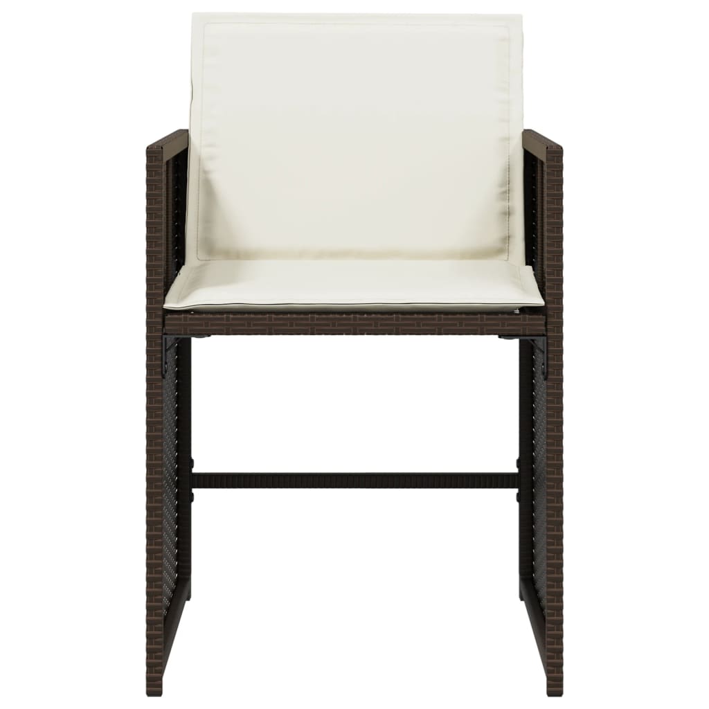 havestole 4 stk. med hynder polyrattan brun