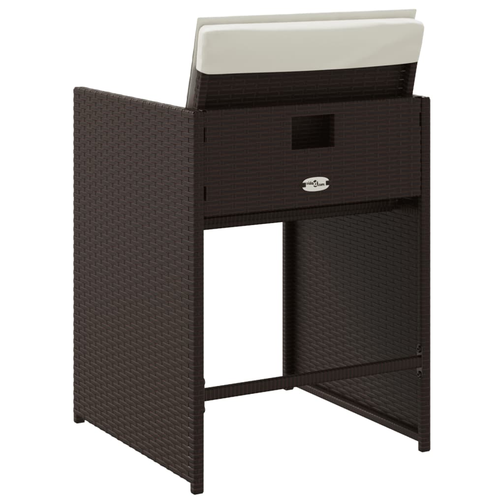 havestole 4 stk. med hynder polyrattan brun