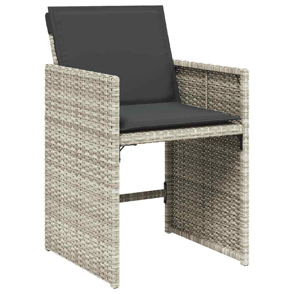 havestole 4 stk. med hynder polyrattan lysegrå