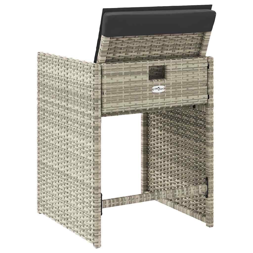 havestole 4 stk. med hynder polyrattan lysegrå