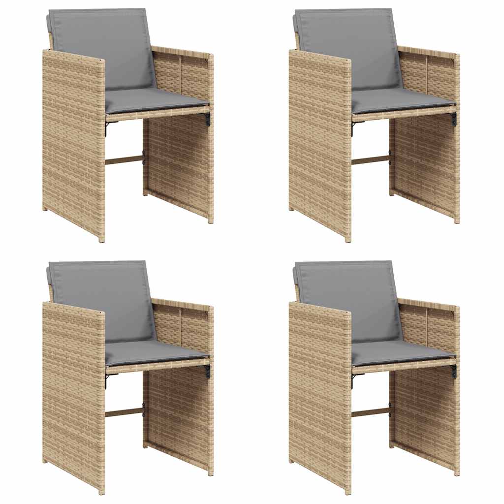 havestole 4 stk. med hynder polyrattan blandet beige