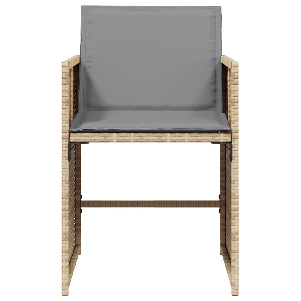 havestole 4 stk. med hynder polyrattan blandet beige
