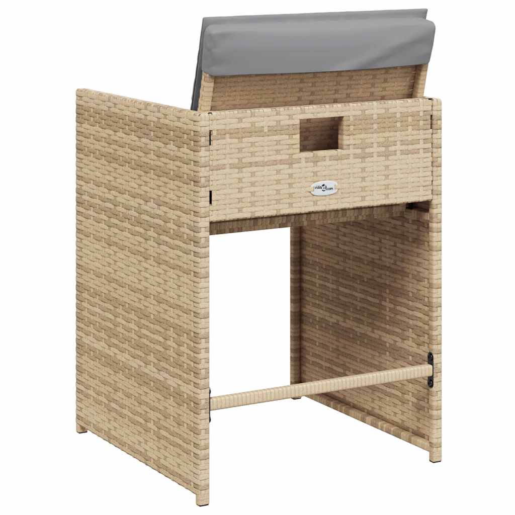 havestole 4 stk. med hynder polyrattan blandet beige