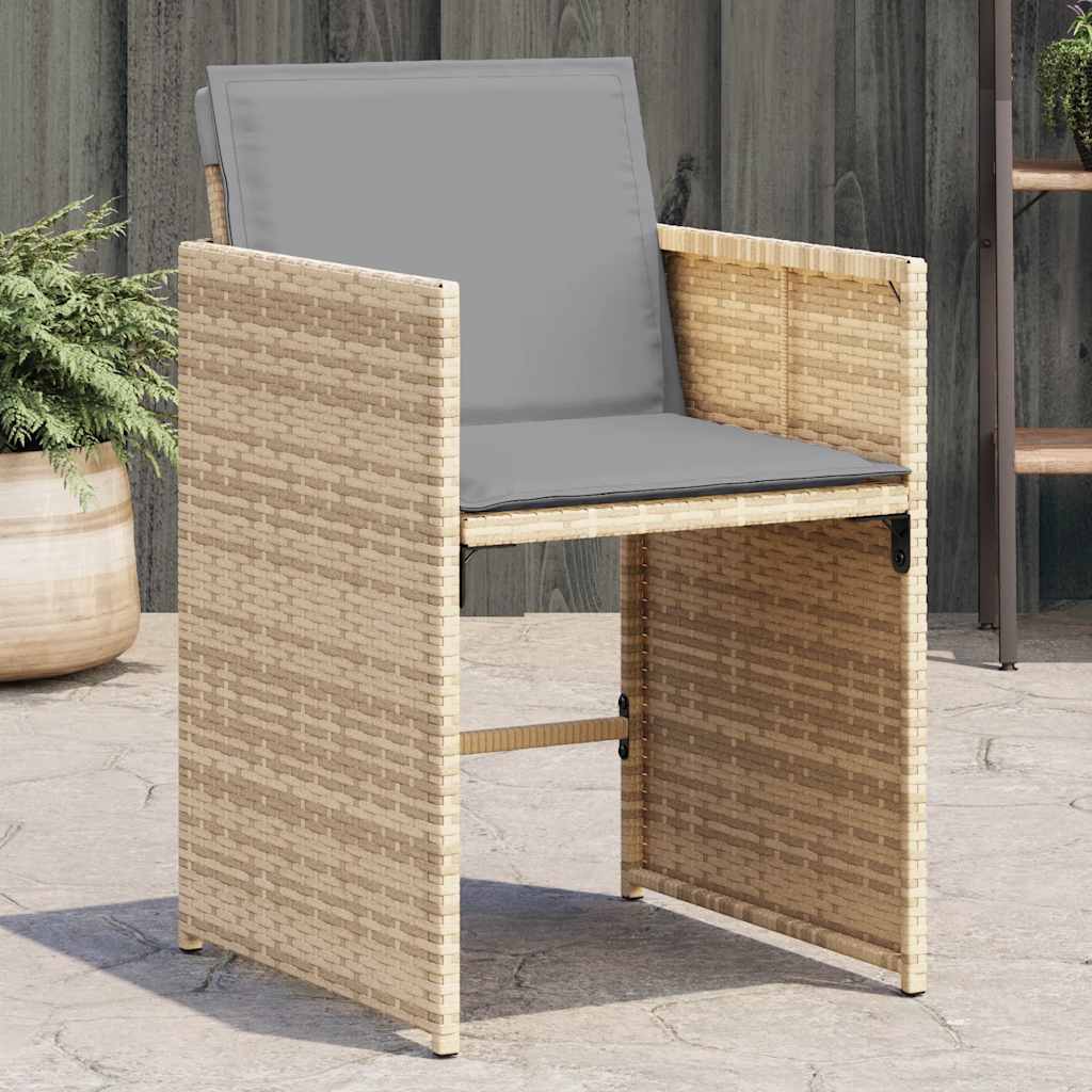 havestole 4 stk. med hynder polyrattan blandet beige