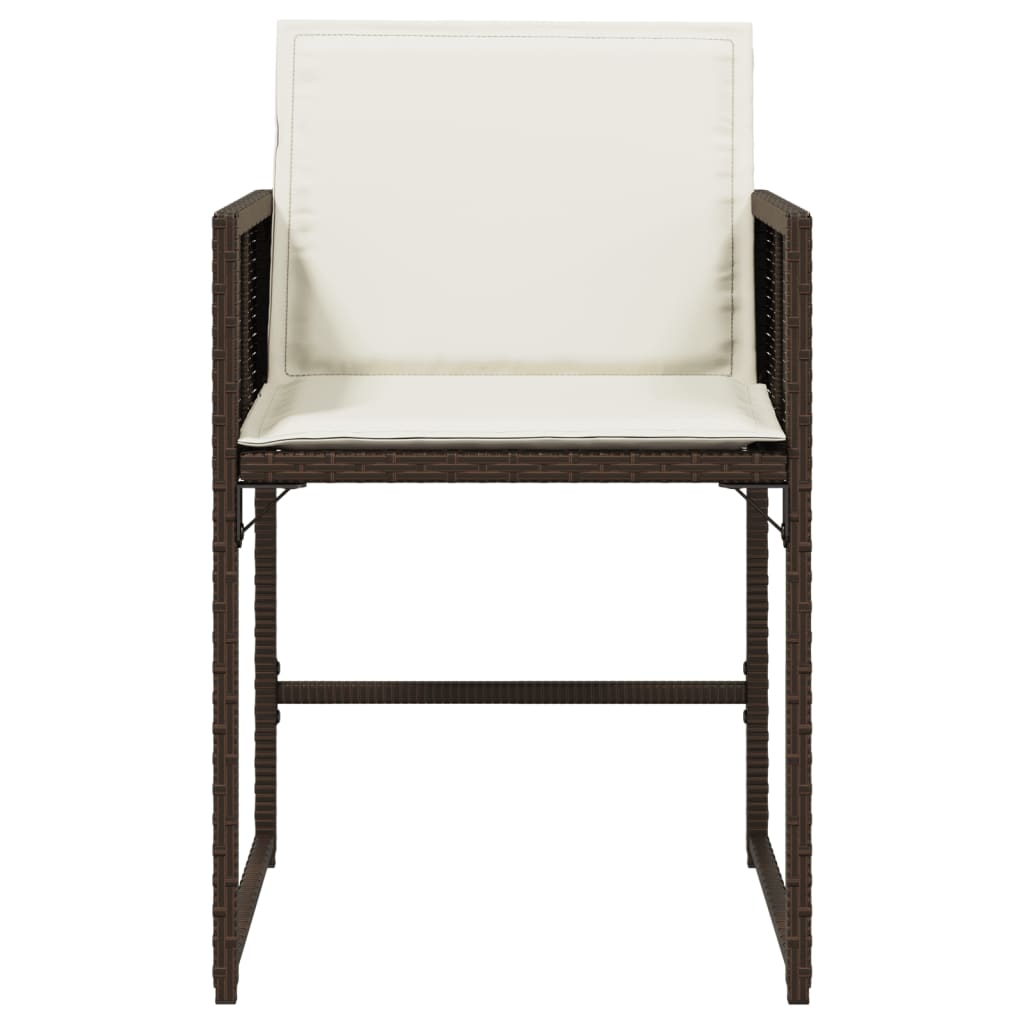 havestole 4 stk. med hynder polyrattan brun