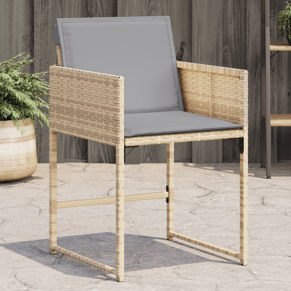 havestole 4 stk. med hynder polyrattan blandet beige