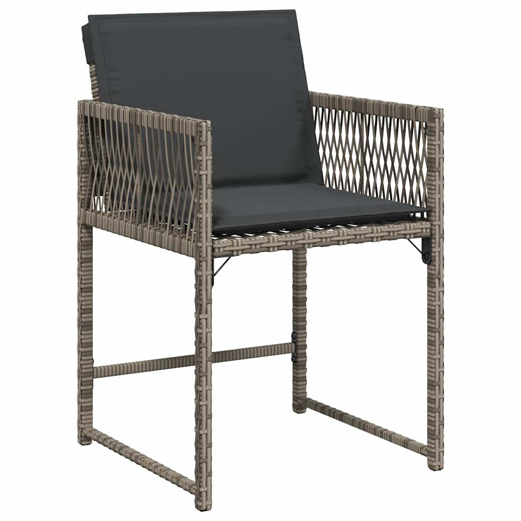 havestole med hynder 4 stk. polyrattan grå