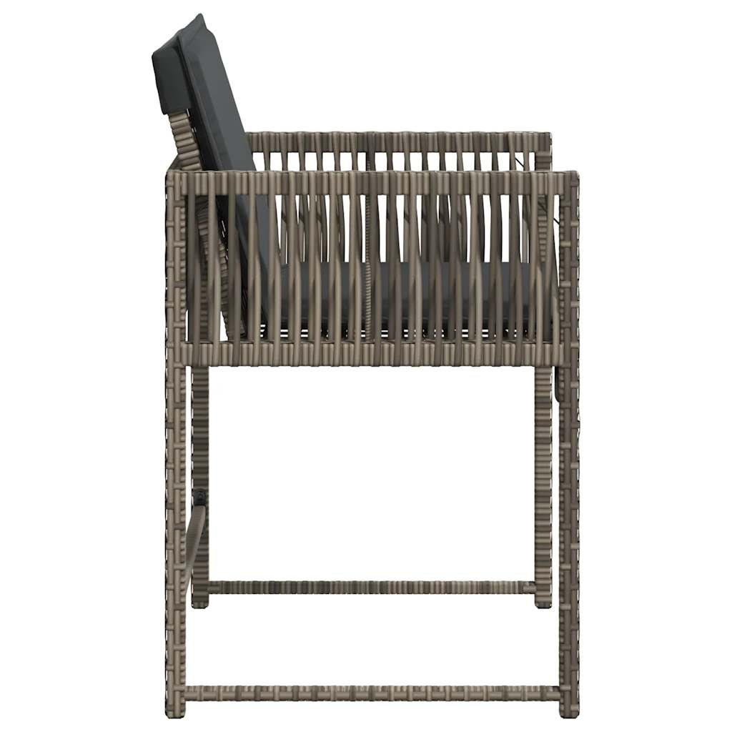 havestole med hynder 4 stk. polyrattan grå