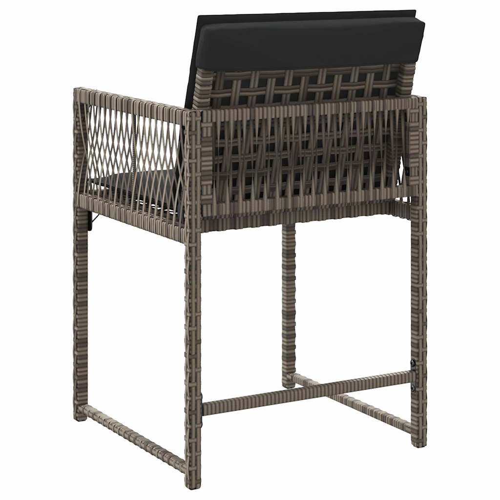 havestole med hynder 4 stk. polyrattan grå