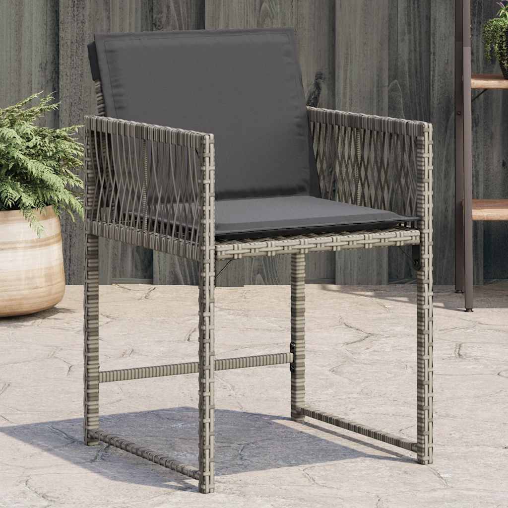 havestole med hynder 4 stk. polyrattan grå