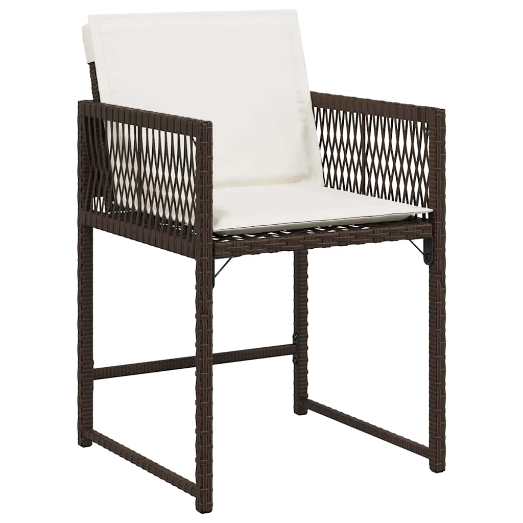 havestole 4 stk. med hynder polyrattan brun