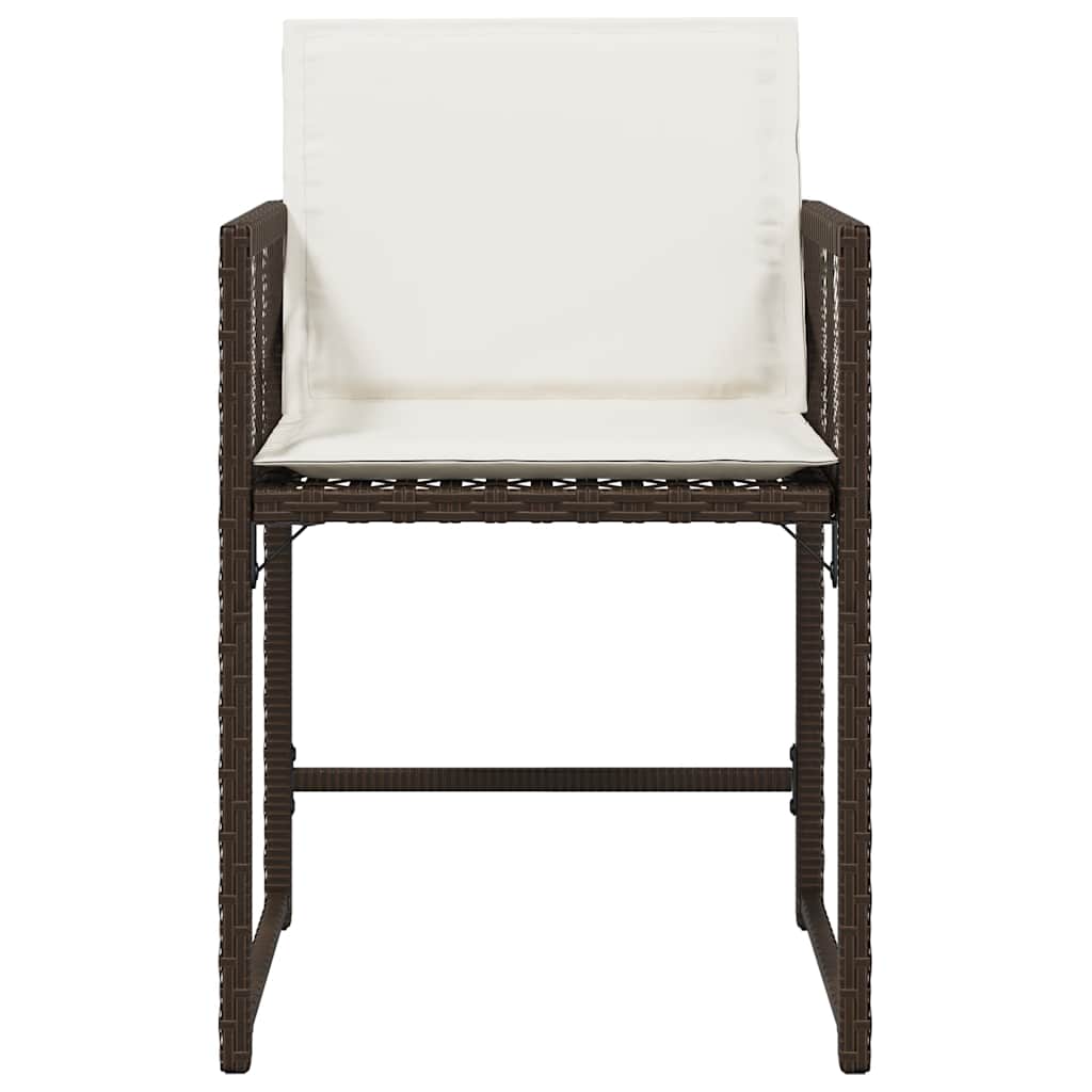 havestole 4 stk. med hynder polyrattan brun