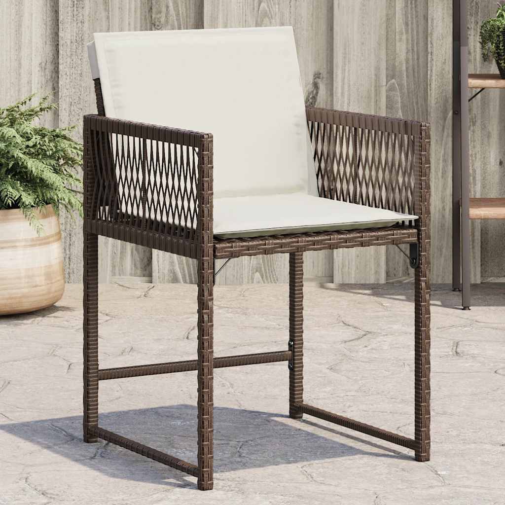 havestole 4 stk. med hynder polyrattan brun