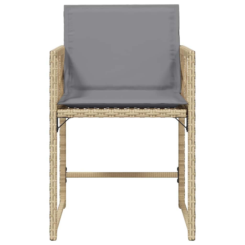 havestole 4 stk. med hynder polyrattan blandet beige