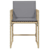havestole 4 stk. med hynder polyrattan blandet beige