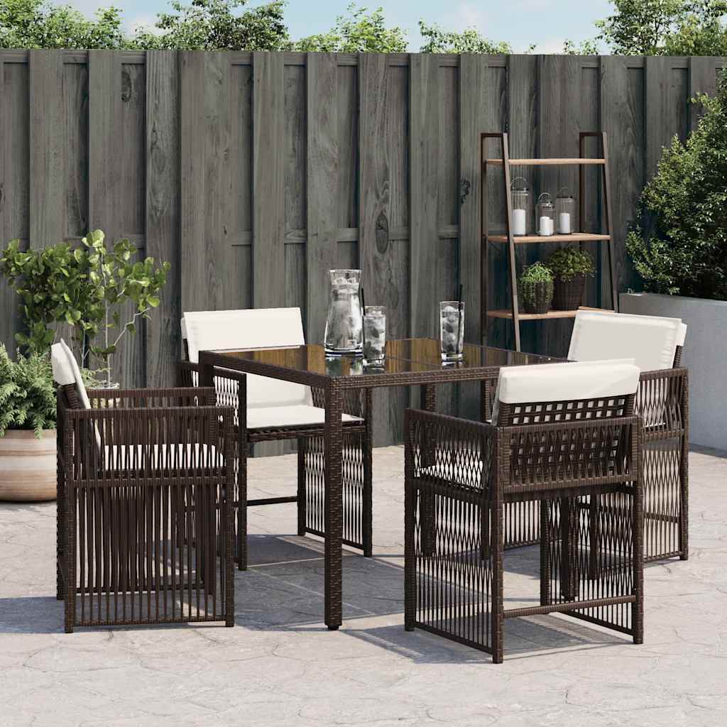havestole 4 stk. med hynder polyrattan brun