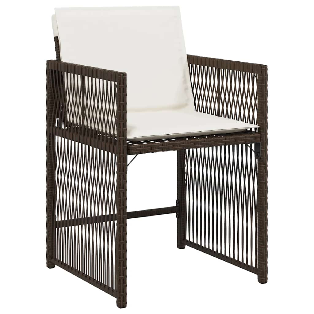 havestole 4 stk. med hynder polyrattan brun