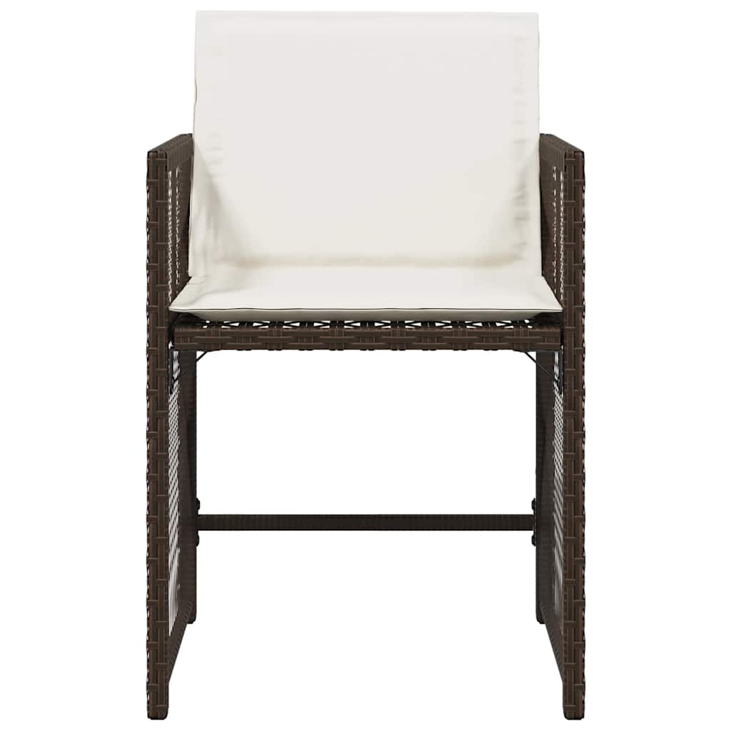 havestole 4 stk. med hynder polyrattan brun