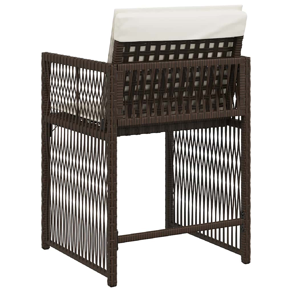 havestole 4 stk. med hynder polyrattan brun