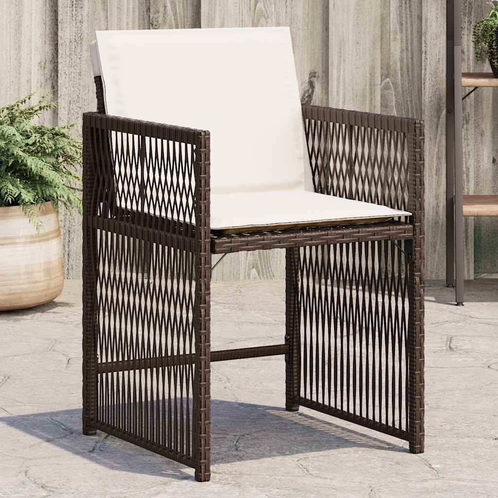 havestole 4 stk. med hynder polyrattan brun