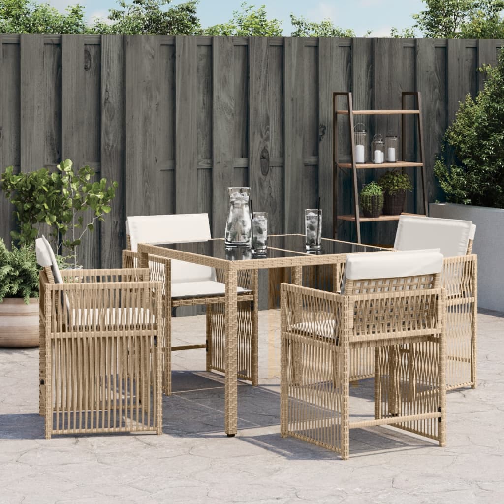havestole 4 stk. med hynder polyrattan beige