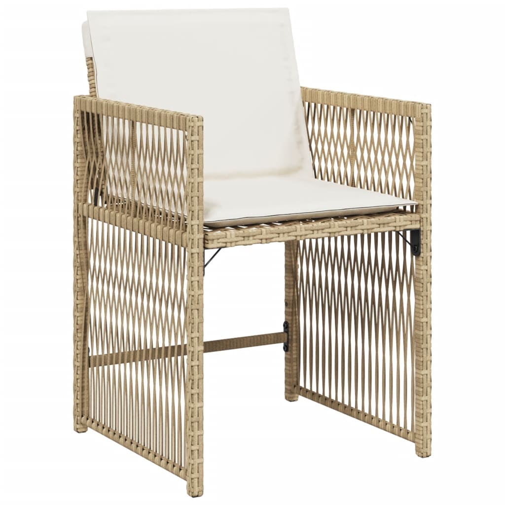 havestole 4 stk. med hynder polyrattan beige