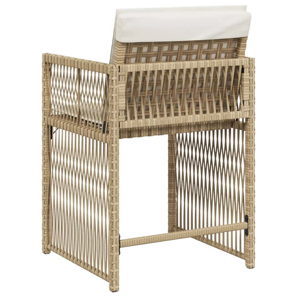havestole 4 stk. med hynder polyrattan beige