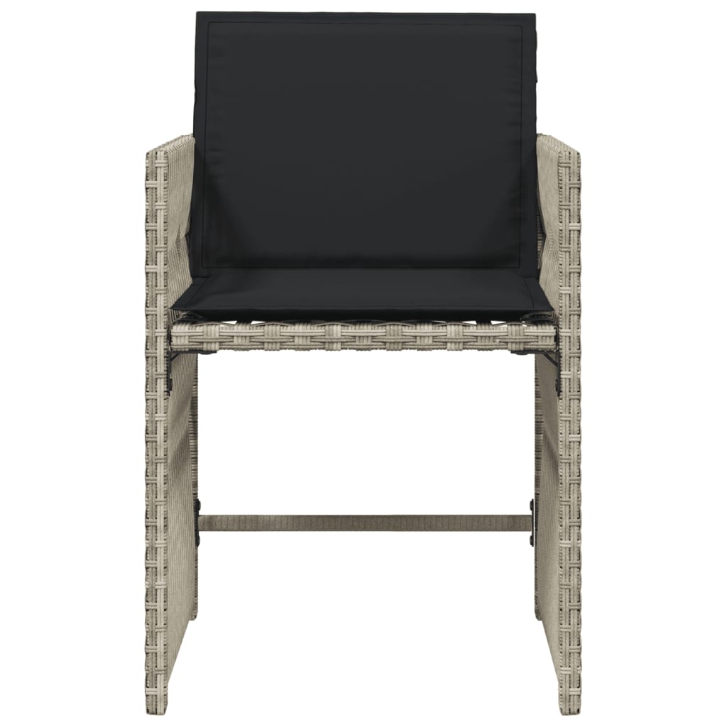 havestole 4 stk. med hynder polyrattan lysegrå