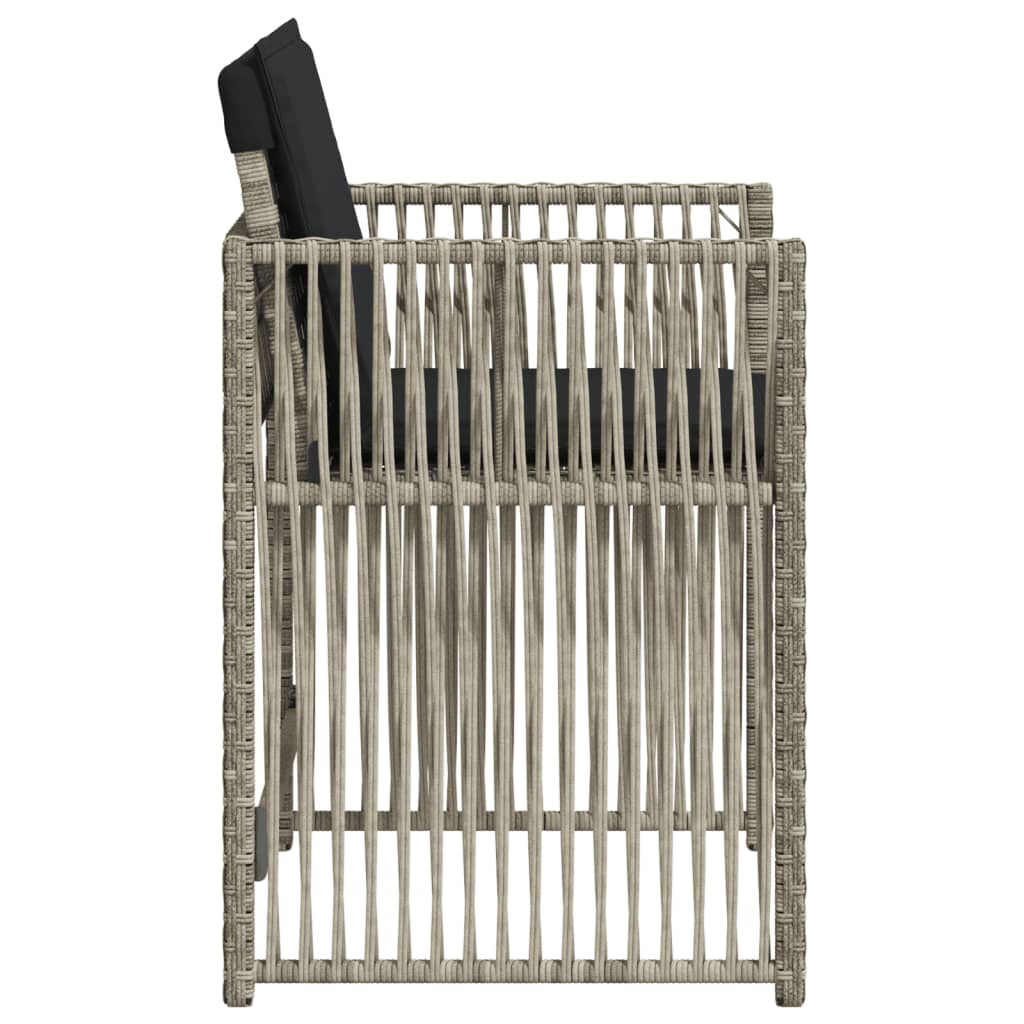 havestole 4 stk. med hynder polyrattan lysegrå