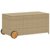 opbevaringsboks med hjul 190 l polyrattan beige