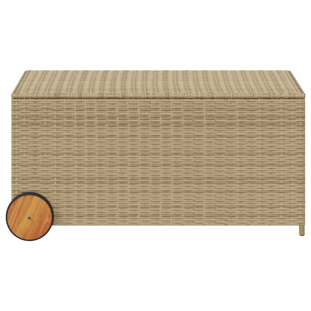opbevaringsboks med hjul 190 l polyrattan beige