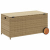 opbevaringsboks med hjul 190 l polyrattan beige