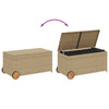 opbevaringsboks med hjul 190 l polyrattan beige