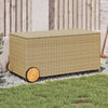 opbevaringsboks med hjul 190 l polyrattan beige