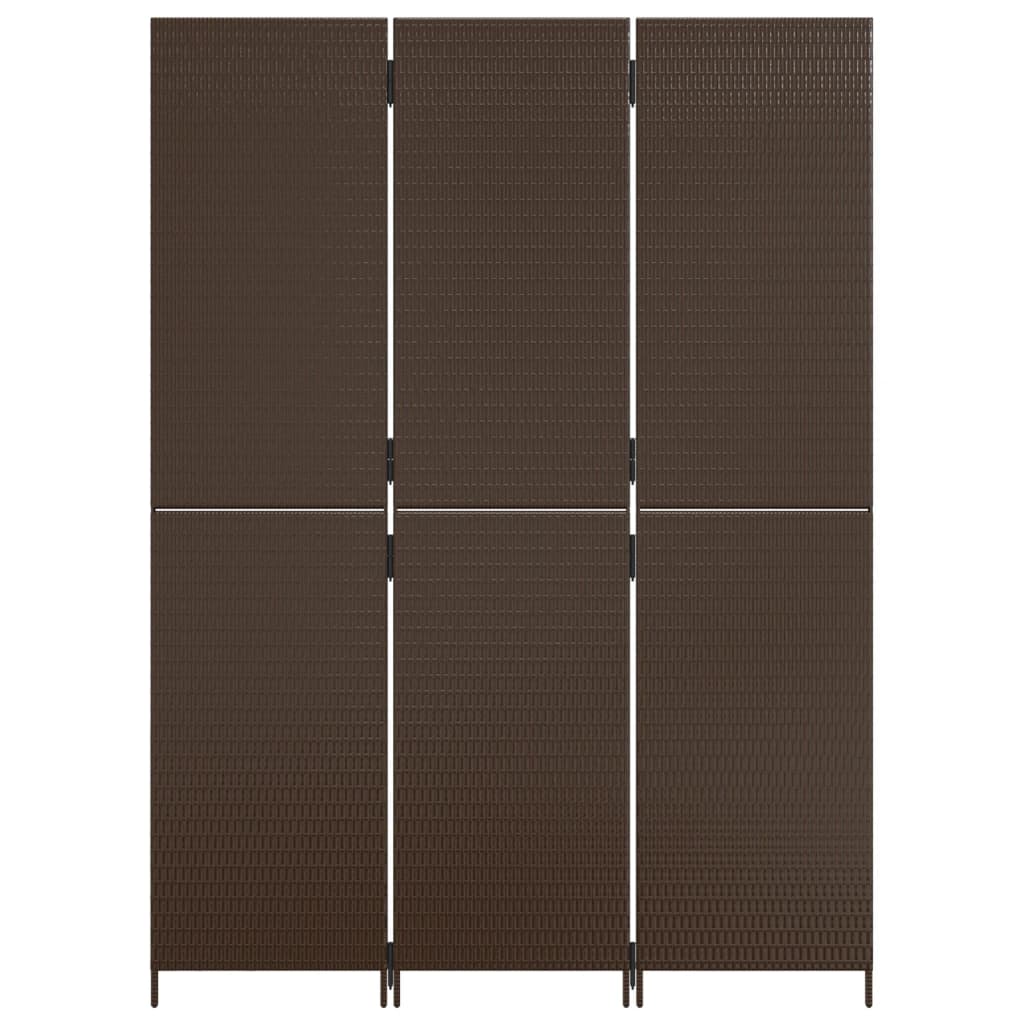 rumdeler 3 paneler polyrattan brun