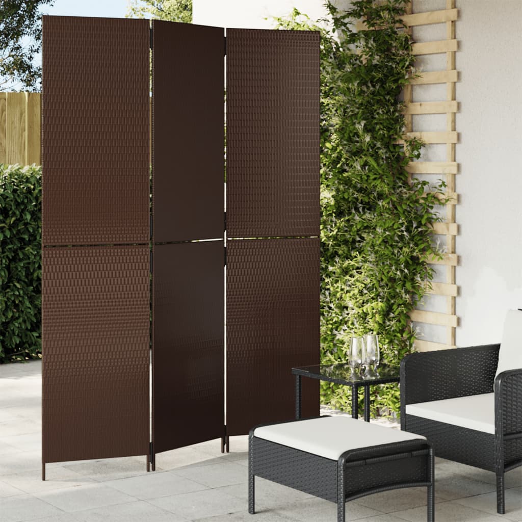 rumdeler 3 paneler polyrattan brun
